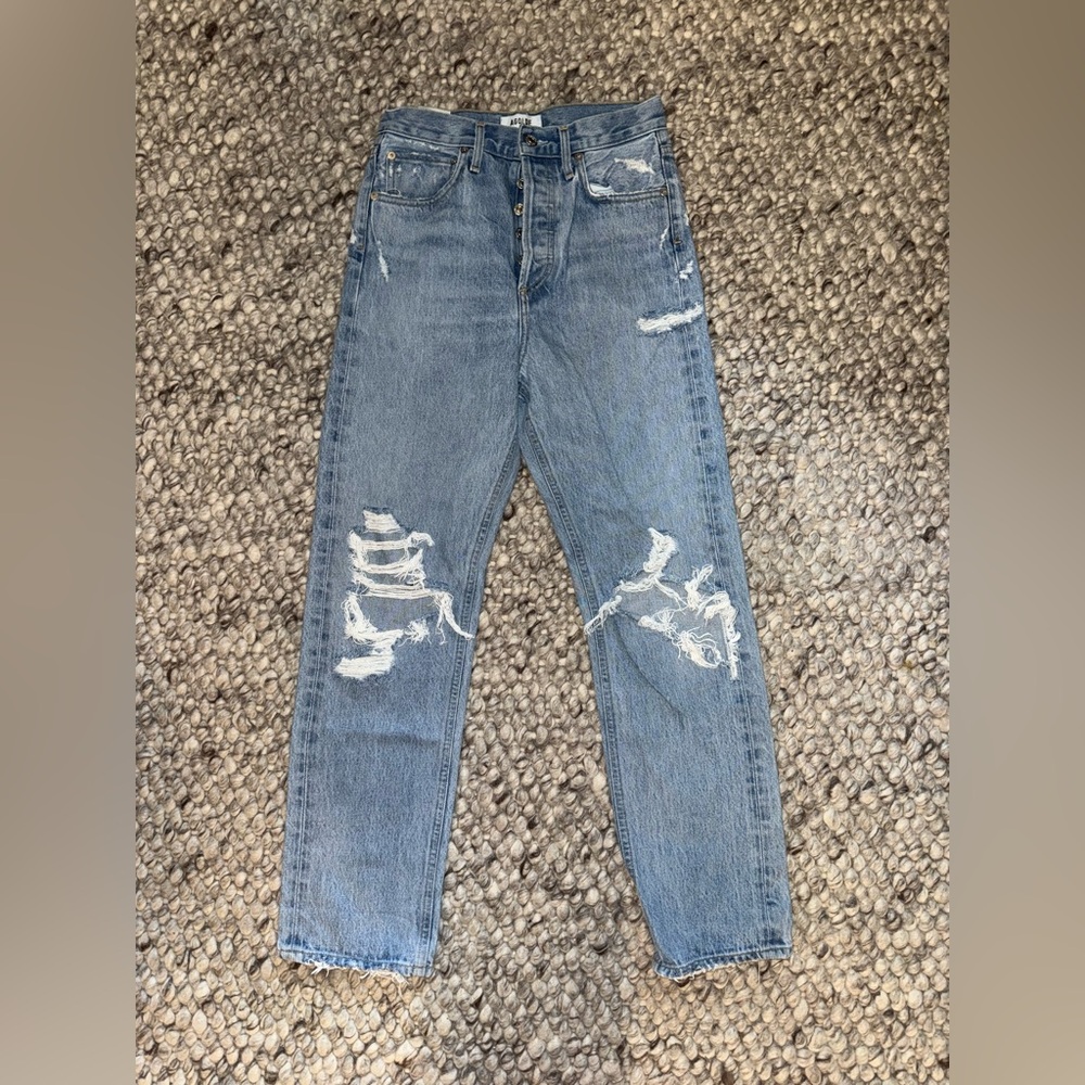 Agolde Relaxed Fit Distressed Blue Jeans